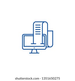 Online blog, journalist line icon concept. Online blog, journalist flat  vector symbol, sign, outline illustration.