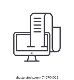 online blog, journalist linear icon, sign, symbol, vector on isolated background