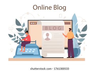 Online blog. Sharing media content in the internet. Idea of social media and network. Isolated flat vector illustration