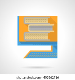 Online book archives or library. Computer monitor with books imaging. Educational database.  Flat color style vector icon. Web design element for site, mobile and business.