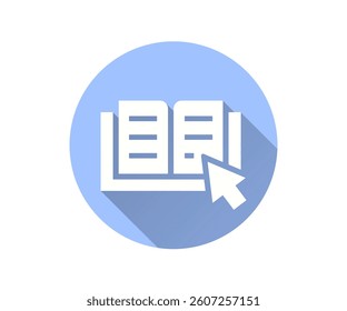 Online book flat icon. Simple illustration with long shadow for graphic and web design.
