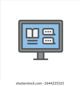 Online Book forum filled outline icon. Book forum color line illustration.