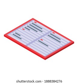 Icono de libro en línea. Isometric del icono del vector del libro en línea para el diseño web aislado en fondo blanco