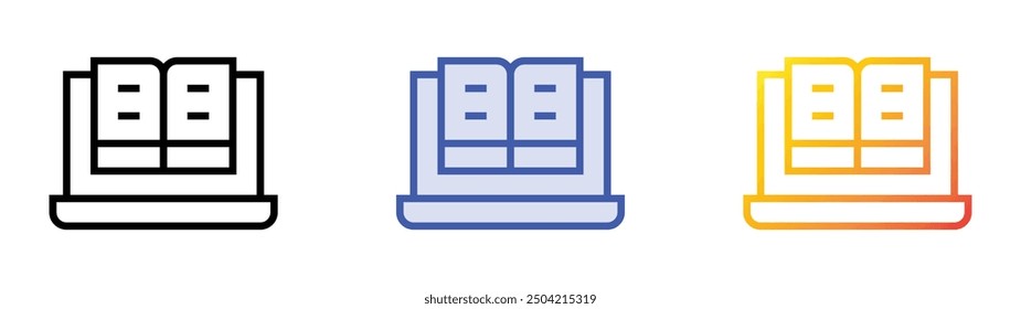 online book icon. Linear, Blue Fill and Gradient Style Design Isolated On White Background