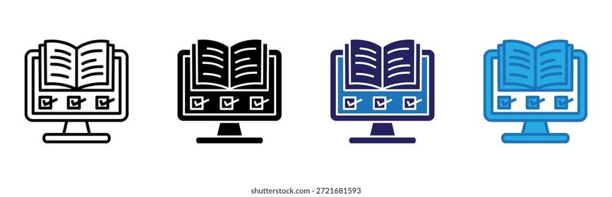 Icono de libro en línea Multi Style Ilustración vectorial
