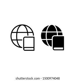 Online book icon. With outline and glyph style