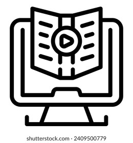 Online book icon outline vector. Education development. Classroom software