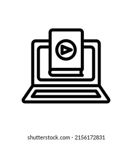 Online book icon vector. educational literacy, laptop, book. Line icon style. Simple design illustration editable