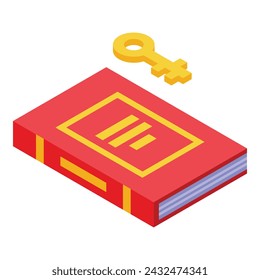 Icono de llave de libro en línea vector isométrico. Estudia en línea. Control parental