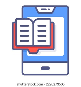 Online-Buch, Online-Lernen Moderne Konzepte flaches Design, hochwertiges Vektorgrafik-Konzept. Vektorsymbol.