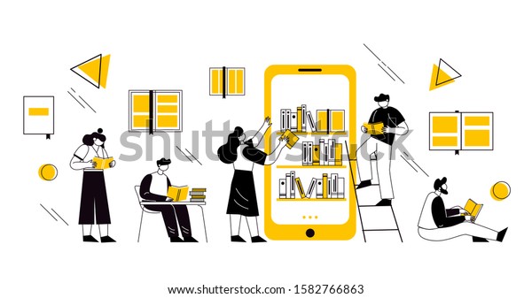 Online Book Library Concept Vector Graphic Stock Vector Royalty