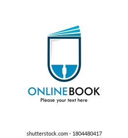 Ilustración de diseño del logotipo del libro en línea. adecuado para la educación