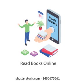 Online book reading vector design 