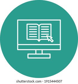 Online, book, screen icon vector image. Can also be used for online education. Suitable for use on web apps, mobile apps and print media.