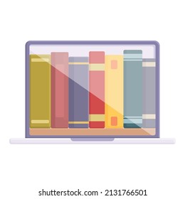 Online book stack icon cartoon vector. Digital library. School store
