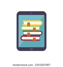 Online book stack icon flat vector. Student education. Home course isolated