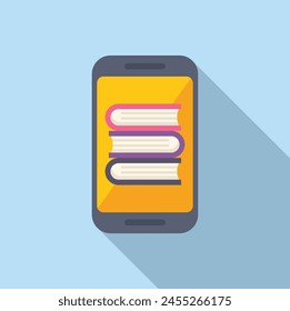 Online book stack icon flat vector. Reading digital device. Public learn