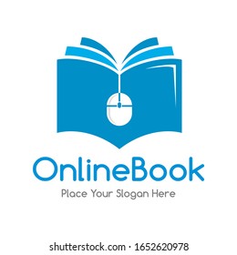 Online book vector logo template. This design use mouse as symbol. Suitable for education and learning.