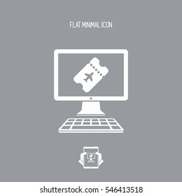 Online booking airplane ticket - Vector icon for computer website or application