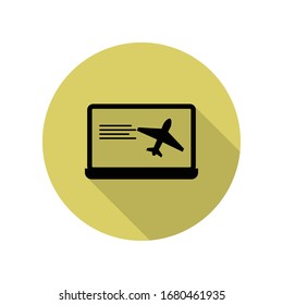 online booking of airplane tickets long shadow icon. Simple glyph, flat vector of Airport icons for ui and ux, website or mobile application