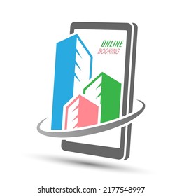 Online booking of apartments, hotels and apartments. Vector illustration for websites, applications and thematic design. Flat style