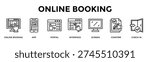Online Booking Banner Web Icon Set Collection Pack Vector Illustration Concept For Online Booking, App, Portal, Interface, Screen, Confirm, Check In