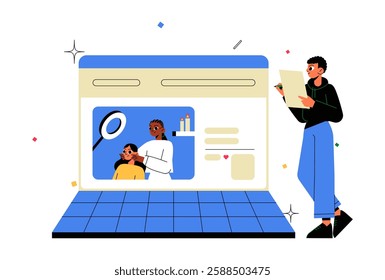 Online Booking For Beauty Services In Flat Vector Illustration Symbolizing Digital Appointment Scheduling, Salon Reservation, And Hair Care Consultation, Isolated On White Background