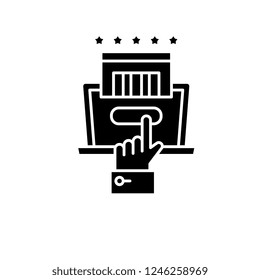 Online booking black icon, vector sign on isolated background. Online booking concept symbol, illustration 