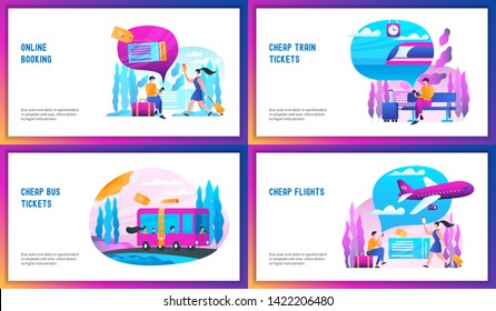 Online booking concept set. Abstract vector illustration