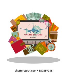 Online booking flat concept. Vector illustration.