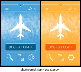 Online Booking Flight - Smartphone Screens. Vector graphic design of mobile application on the theme of 'Internet Services'.