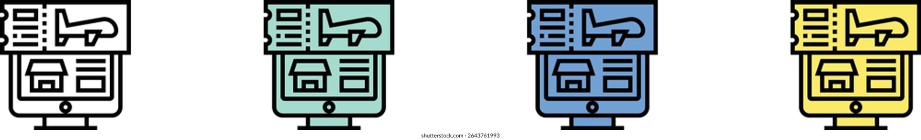 online booking icon. Outline, Green, Blue and Yellow Style Design Isolated On White Background