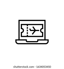 Online booking icon vector in linear, outline style isolated on white background 