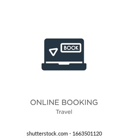 Vector de icono de reserva en línea. Icono moderno de reserva en línea plana de la colección de viajes aislado en fondo blanco. La ilustración vectorial se puede utilizar para diseño gráfico web y móvil, logotipo, eps10