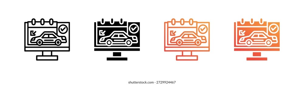 Online Booking Multiple Style Icon Set Vector