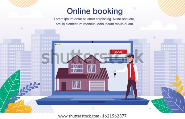 Online Booking Rental Apartments Houses Trendy Stock Vector Royalty Free