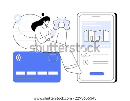 Online booking services abstract concept vector illustration. Internet reservation system, accommodation search, hospitality industry, trip planning, business booking software abstract metaphor.