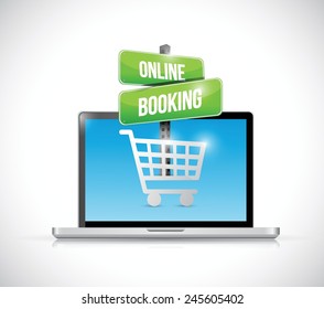 online booking shopping laptop illustration design over a white background