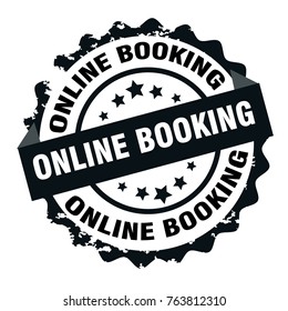 Online booking text black round stamp