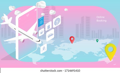 Online booking travel concept on mobile phone