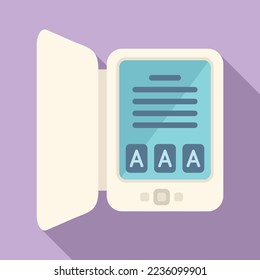 Online bookstore icon flat vector. Ebook library. Digital school