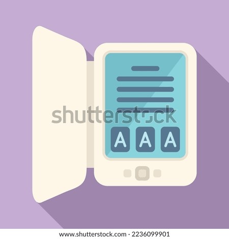 Online bookstore icon flat vector. Ebook library. Digital school