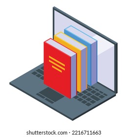 Online Bookstore Icon Isometric Vector. Buy Book. Digital Library