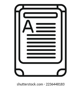Vector de contorno de icono de librería en línea. Biblioteca de libros electrónicos. Escuela digital