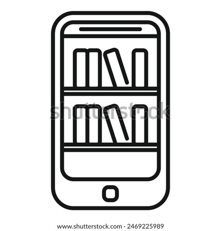 Online bookstore icon outline vector. Digital reading. Modern device