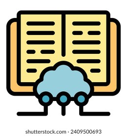 Online brainstorming icon outline vector. Computer education. Training system color flat