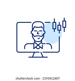 Online broker. Pixel perfect, editable stroke line art icon