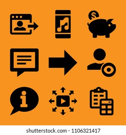 online, browser, future, talk, designer and video icon vector set. Flat vector design with filled icons. Designed for web and software interfaces