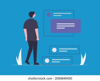 online browsing concept illustration
This illustration uses a flat line style. Each element in the design is an individual vector layer