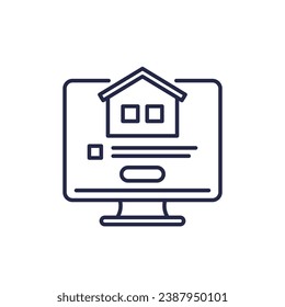 online building permit line icon, house registry vector